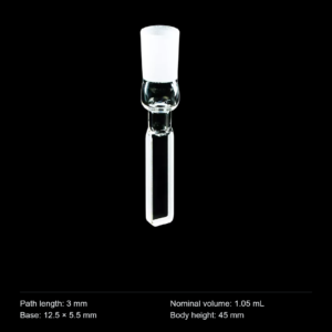 (MQQST004) Quartz Stoppered Cuvette, 3 mm path, 1.05 mL nominal capacity, Size 14 Ground Joint