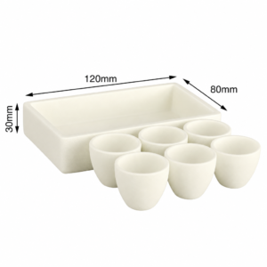 (MQACR197) Alumina Crucible Set, 120 × 80 × 30 mm, 6 Small Crucibles