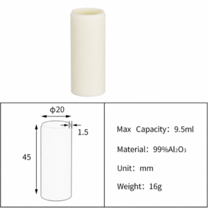 (MQACR470) Cylindrical Alumina Crucible, Ø20 × 45 mm, 9.5 mL