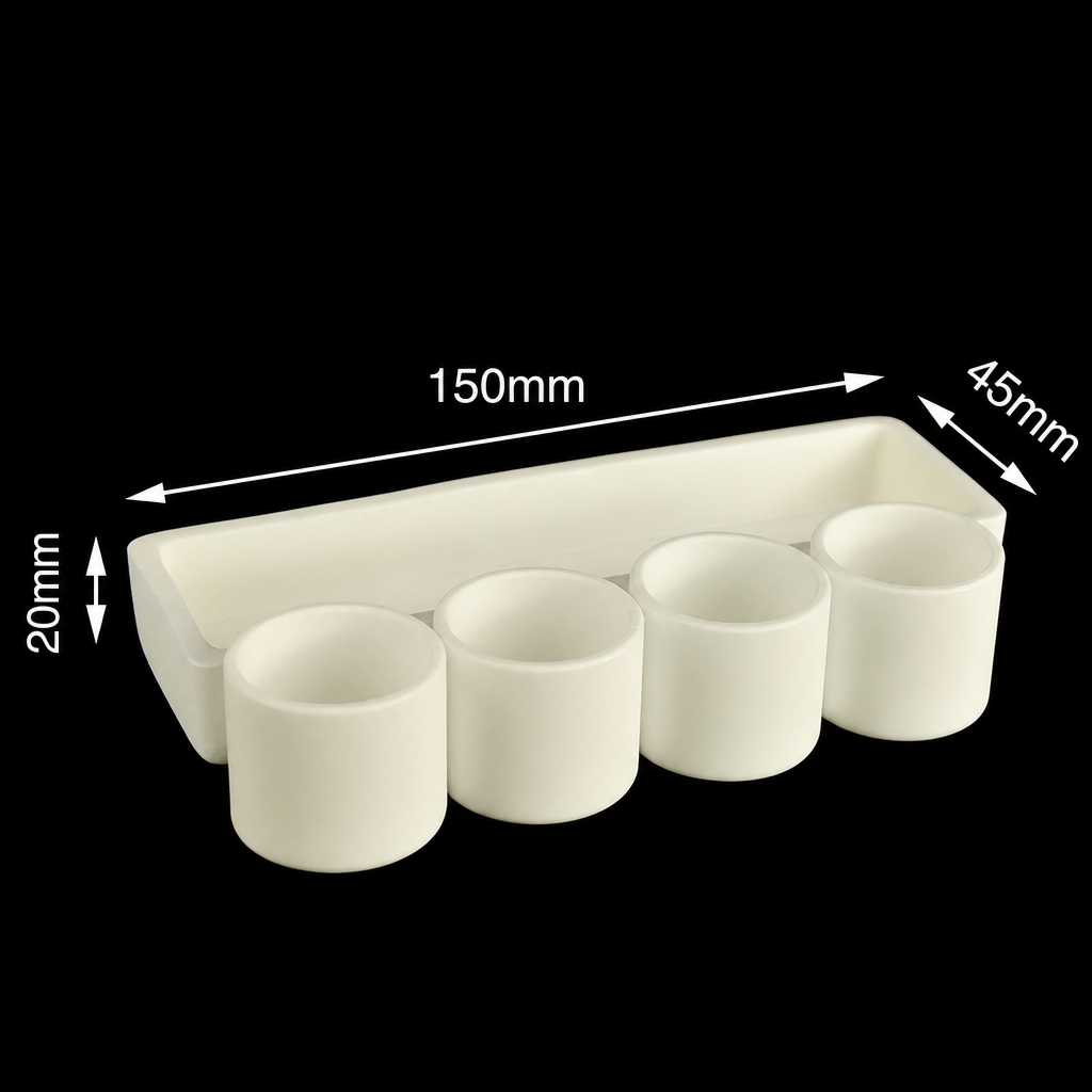 (MQACR200) Alumina Crucible Set, 150 × 45 × 20 mm, 4 Small Crucibles