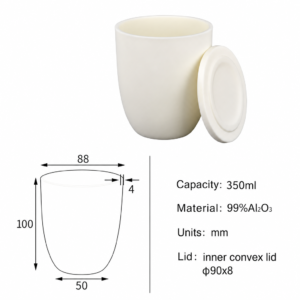 (MQACR053) Arc-shaped Alumina Crucible with Lid, 350 mL