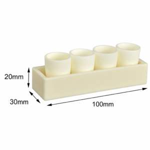 (MQACR164) Alumina Crucible Set, 100 × 30 × 20 mm, 4 Small Crucibles
