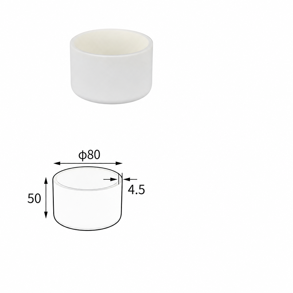 (MQACR409) Cylindrical Alumina Crucible, Ø80 × 50 mm, 180 mL