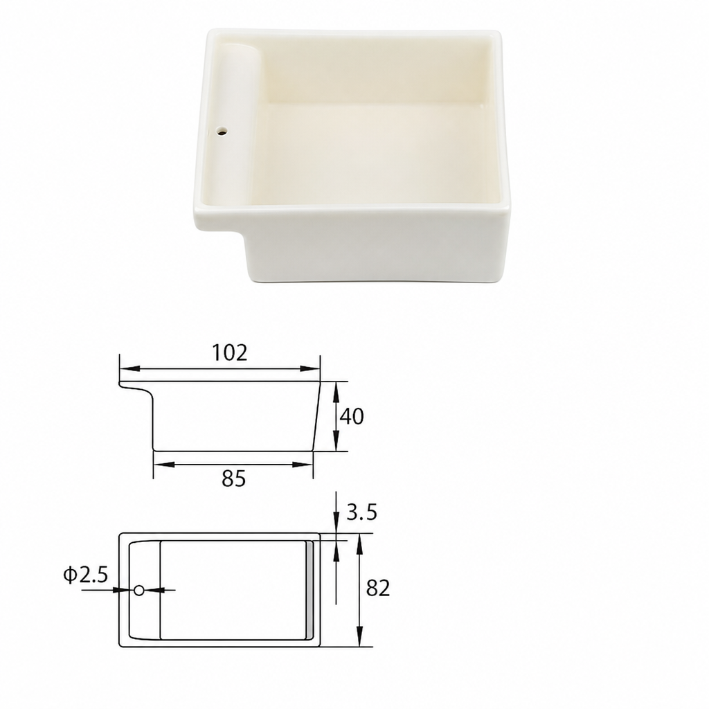 (MQABO008) Alumina Boat, 102 × 82 × 40 mm, 150 mL