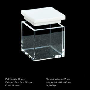 (MQQHC011) Quartz High-Capacity Cuvette, 30 mm Path, PTFE Lid, Five-Sided Optical Windows