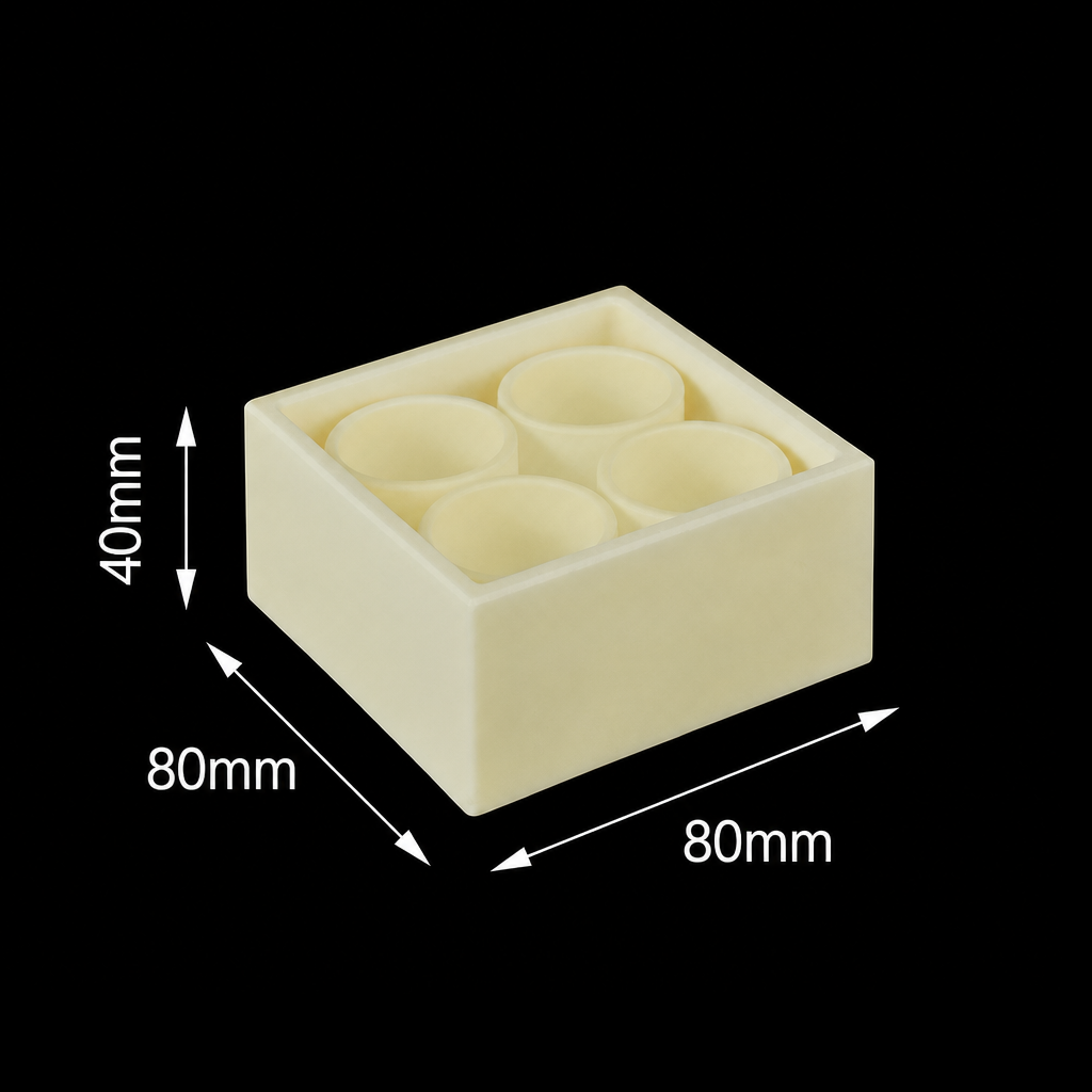 (MQACR210) Alumina Crucible Set, 80 × 80 × 40 mm, 4 Small Crucibles