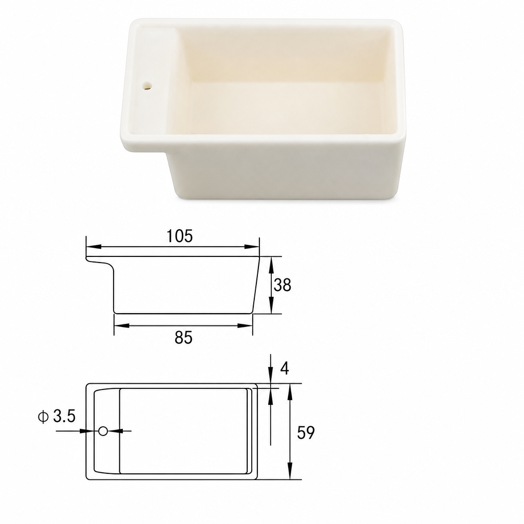 (MQABO007) Alumina Boat, 105 × 59 × 38 mm, 100 mL