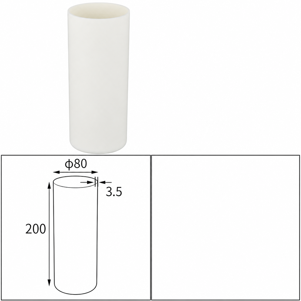 (MQACR412) Cylindrical Alumina Crucible, Ø80 × 200 mm, 800 mL