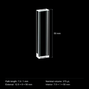 (MQQFC044) Quartz Rectangular Sample Cell, 7.5/1 mm Dual Path, 375 µL, Open at Both Ends