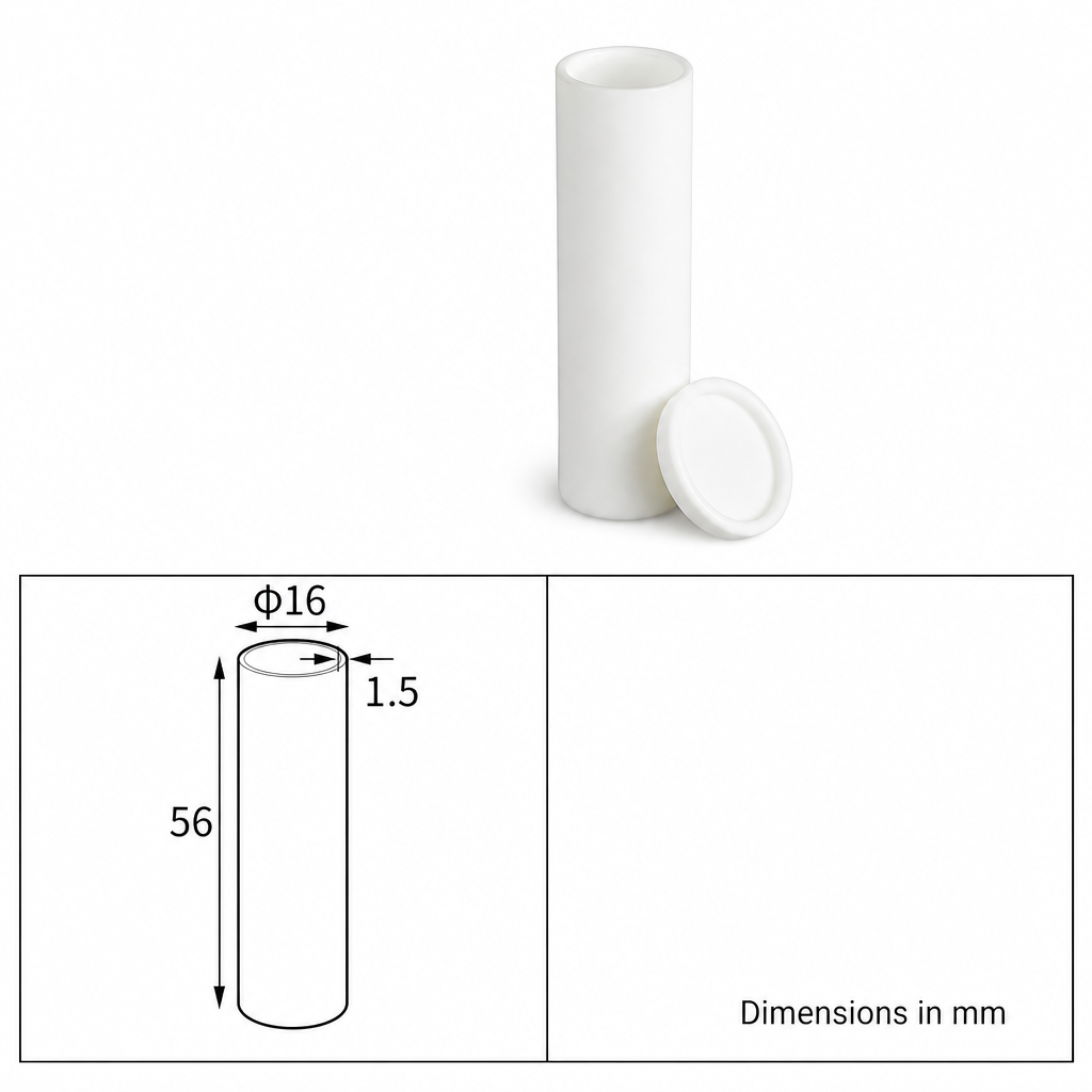 (MQACR302) Cylindrical Alumina Crucible with Lid, Ø16 × 56 mm, 7 mL
