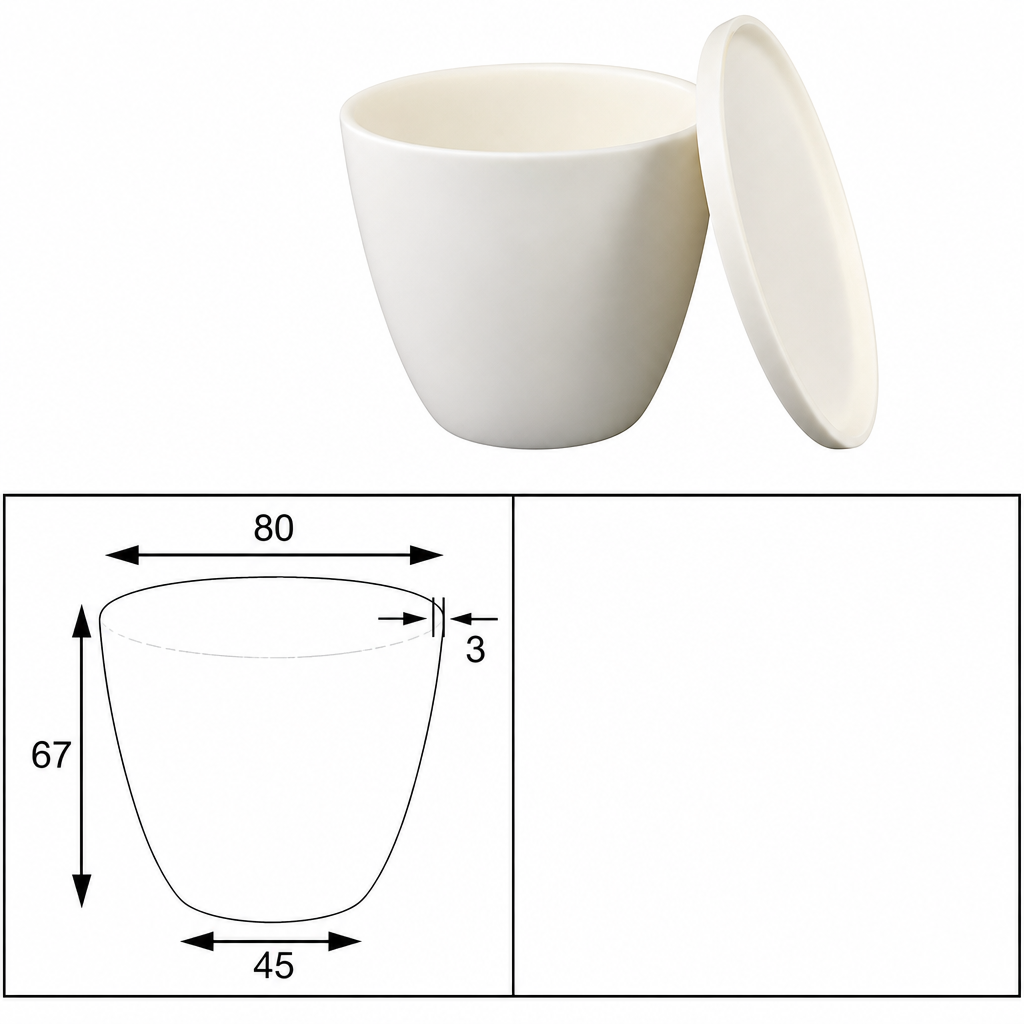 (MQACR049) Arc-shaped Alumina Crucible with Lid, 200 mL