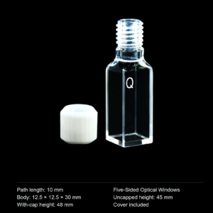 (MQQSC060) Quartz Screw-Top Cuvette, 10 mm Path, 48 mm Height with Cap