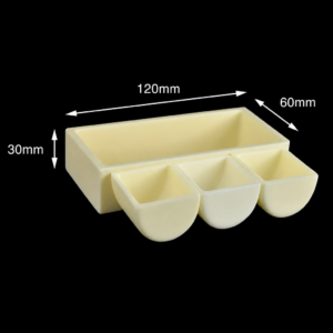 (MQACR147) Alumina Crucible Set, 120 × 60 × 30 mm, 3 Small Crucibles