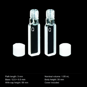 (MQQSC002) Quartz Screw-Top Cuvette, 3 mm path, Large Screw Opening, Pack of 2