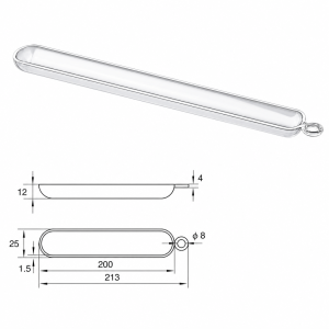 (MQQBO019) Quartz Combustion Boat, 200 × 25 × 12 mm, 40 mL, 1 Piece