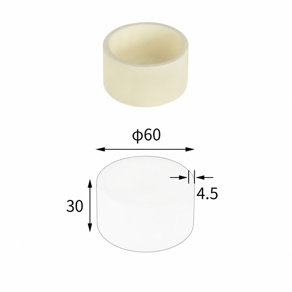 (MQACR468) Cylindrical Alumina Crucible, Ø60 × 30 mm, 52 mL