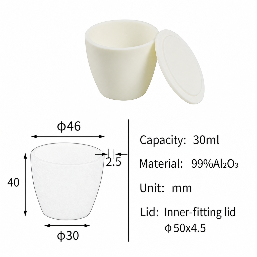(MQACR094) Arc-shaped Alumina Crucible with Lid, 30 mL