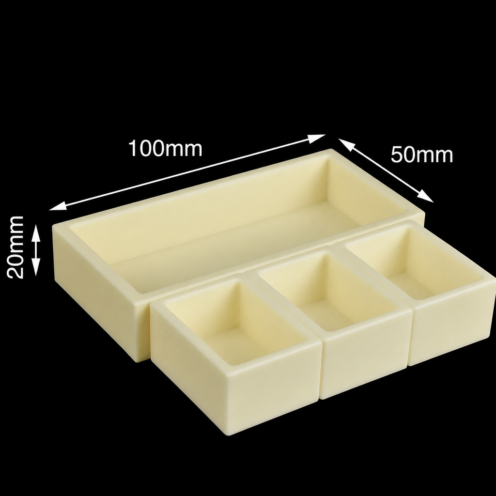 (MQACR181) Alumina Crucible Set, 100 × 50 × 20 mm, 3 Small Crucibles