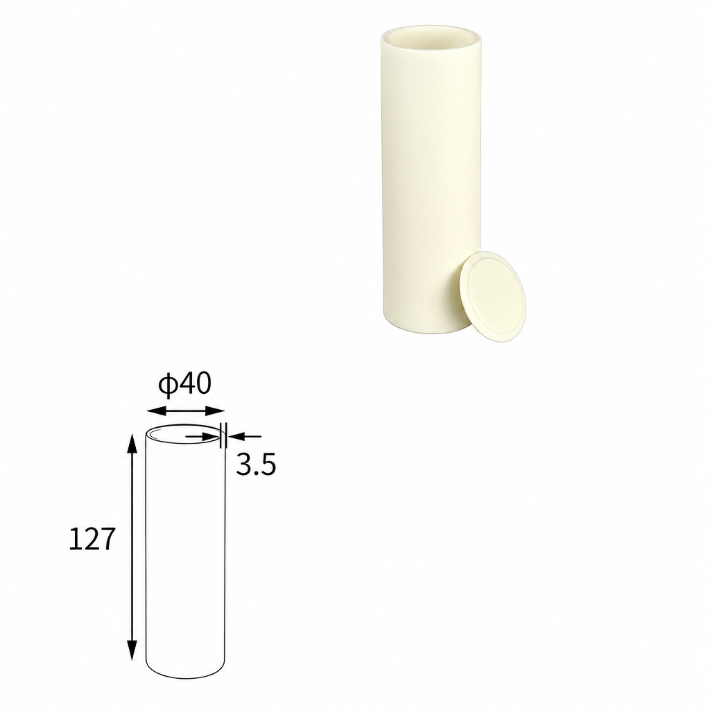 (MQACR356) Cylindrical Alumina Crucible with Lid, Ø40 × 127 mm, 100 mL