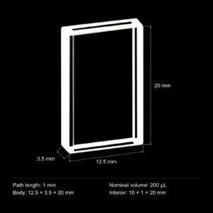 (MQQFC008) Quartz Rectangular Sample Cell, 1 mm Path, 200 µL, Open at Both Ends