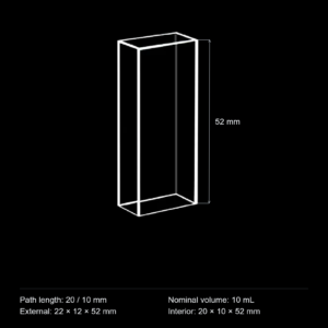 (MQQFC036) Quartz Rectangular Sample Cell, 20/10 mm Dual Path, 10 mL, Open at Both Ends