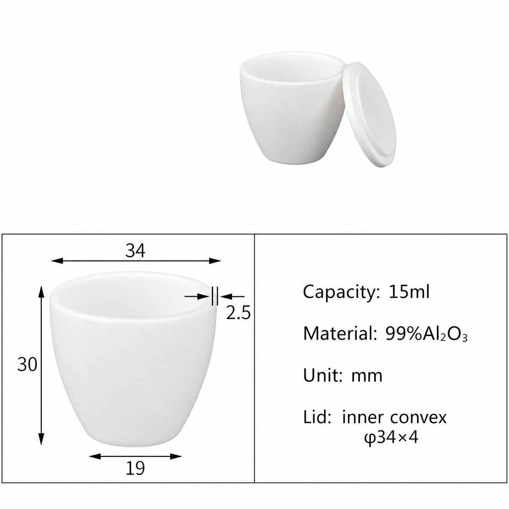 (MQACR036) Arc-shaped Alumina Crucible with Lid, 15 mL