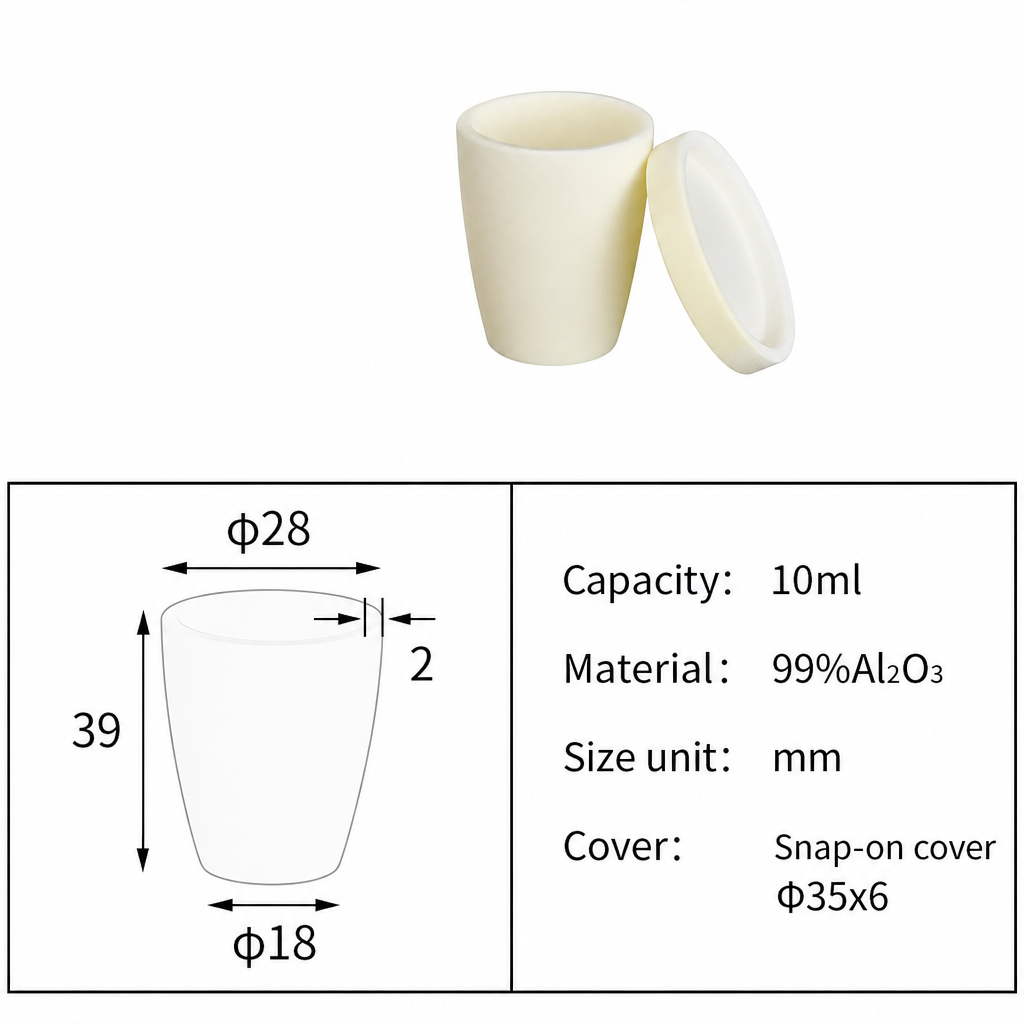 (MQACR090) Arc-shaped Alumina Crucible with Lid, 10 mL, Tall Form