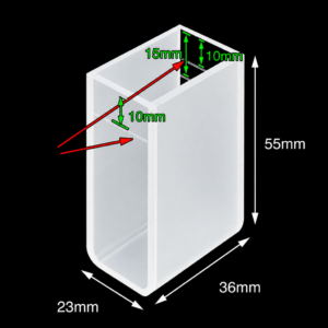 (MQQCU004) Quartz Standard Cuvette, 32 mm path, 25 mL nominal capacity, Frosted Sides with Reference Lines