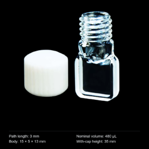 (MQQSC028) Quartz Screw-Top Cuvette, 3 mm path, 480 µL nominal capacity, Compact Capped Cell