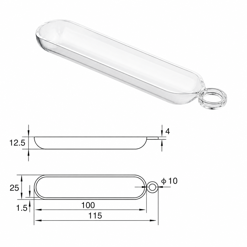 (MQQBO012) Quartz Boat, 100 × 25 × 12.5 mm, 15 mL, 1 Piece
