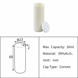 (MQACR244) Cylindrical Alumina Crucible with Lid, Ø23 × 60 mm, 16 mL
