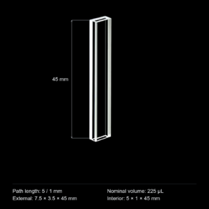 (MQQFC030) Quartz Rectangular Sample Cell, 5/1 mm Dual Path, 225 µL, Open at Both Ends