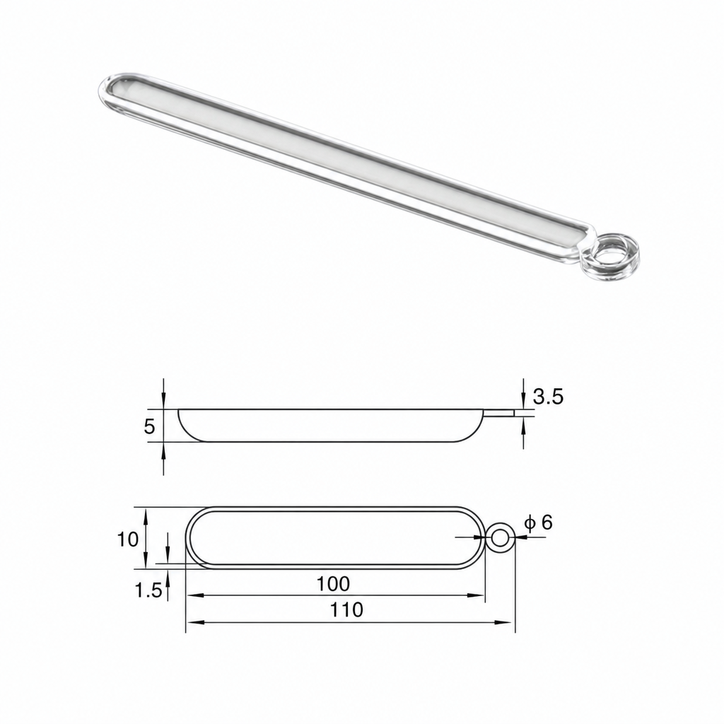 (MQQBO009) Quartz Boat, 100 × 10 × 5 mm, 3 mL, 1 Piece