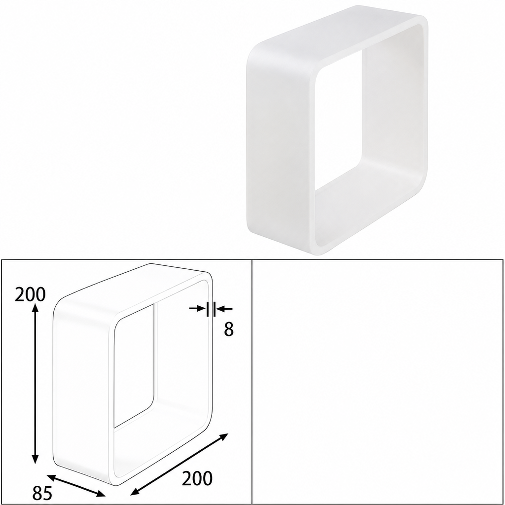 (MQACR609) Bottomless Square Alumina Sagger, 200 × 200 × 85 mm