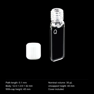 (MQQSC065) Quartz Screw-Top Cuvette, 0.1 mm Path, 45 mm Height with Cap, 30 µL