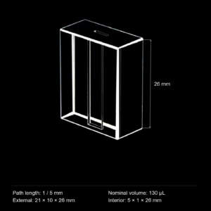 (MQQFC015) Quartz Rectangular Sample Cell, 1/5 mm Dual Path, 130 µL, Open at Both Ends