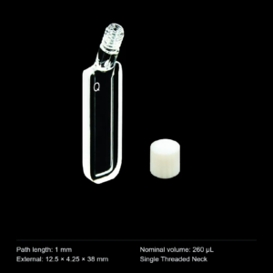 (MQQSC022) Quartz Screw-Top Cuvette, 1 mm path, 260 µL nominal capacity, Angled Screw Neck