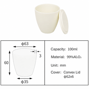 (MQACR073) Arc-shaped Alumina Crucible with Lid, 100 mL