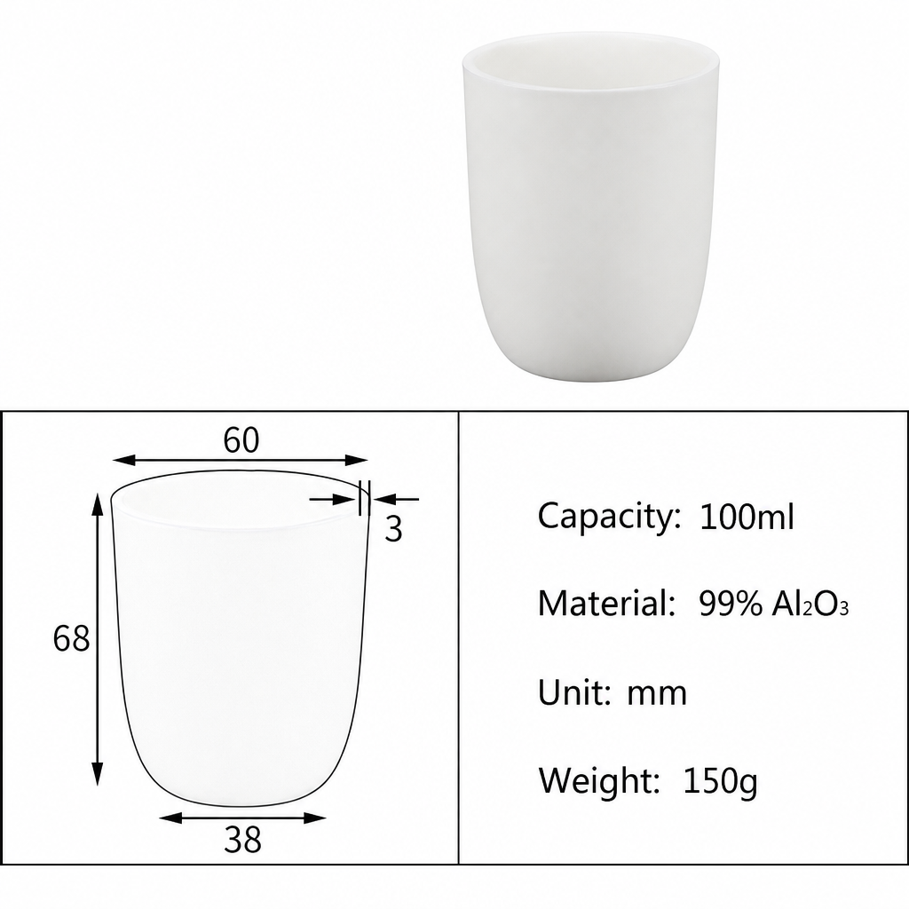 (MQACR116) Arc-shaped Alumina Crucible, 100 mL