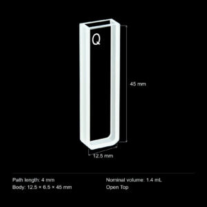 (MQQSD002) Quartz Standard Cuvette, 4 mm path, Short-Path Quartz Cell