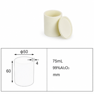 (MQACR300) Cylindrical Alumina Crucible with Lid, Ø50 × 60 mm, 75 mL