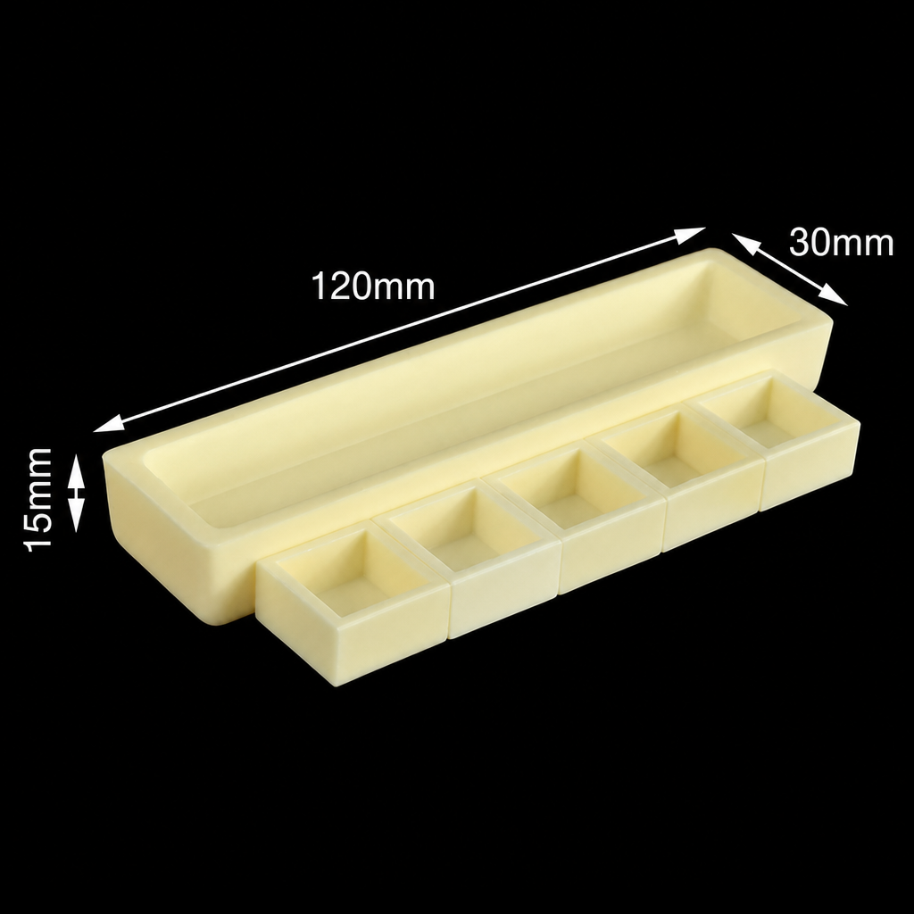 (MQACR194) Alumina Crucible Set, 120 × 30 × 15 mm, 5 Small Crucibles