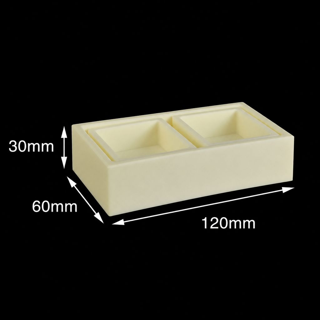 (MQACR207) Alumina Crucible Set, 120 × 60 × 30 mm, 2 Small Crucibles