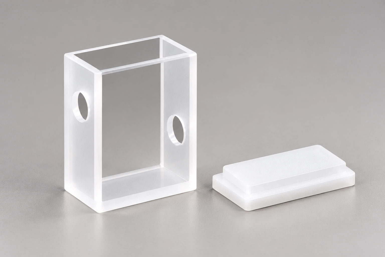 Quartz Cuvette with an Offset Hole: Locating the Opening from a Datum
