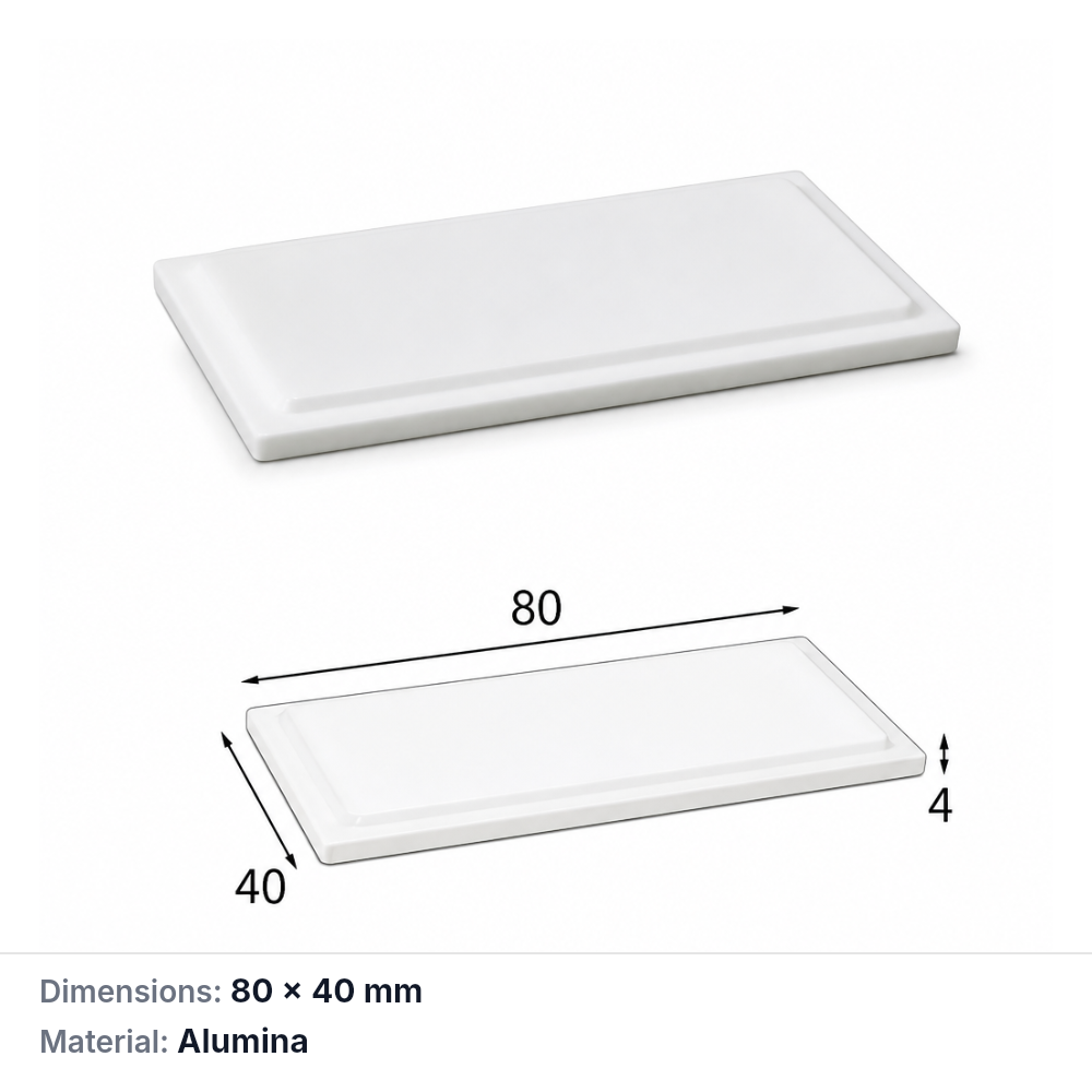 (MQAAC027) Inner-fitting Alumina Crucible Lid, 80 × 40 × 4 mm