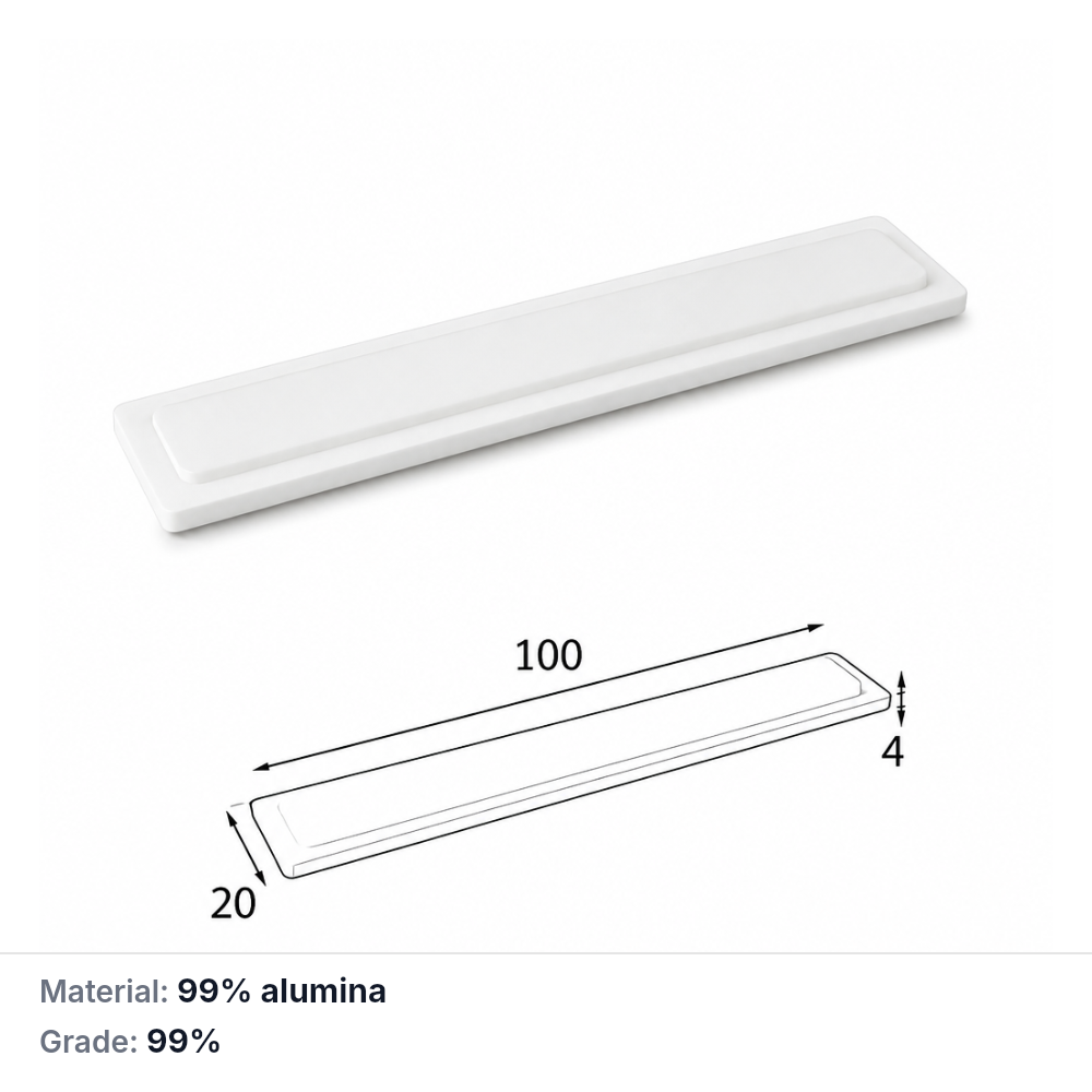 (MQAAC029) Inner-fitting Alumina Crucible Lid, 100 × 20 × 4 mm