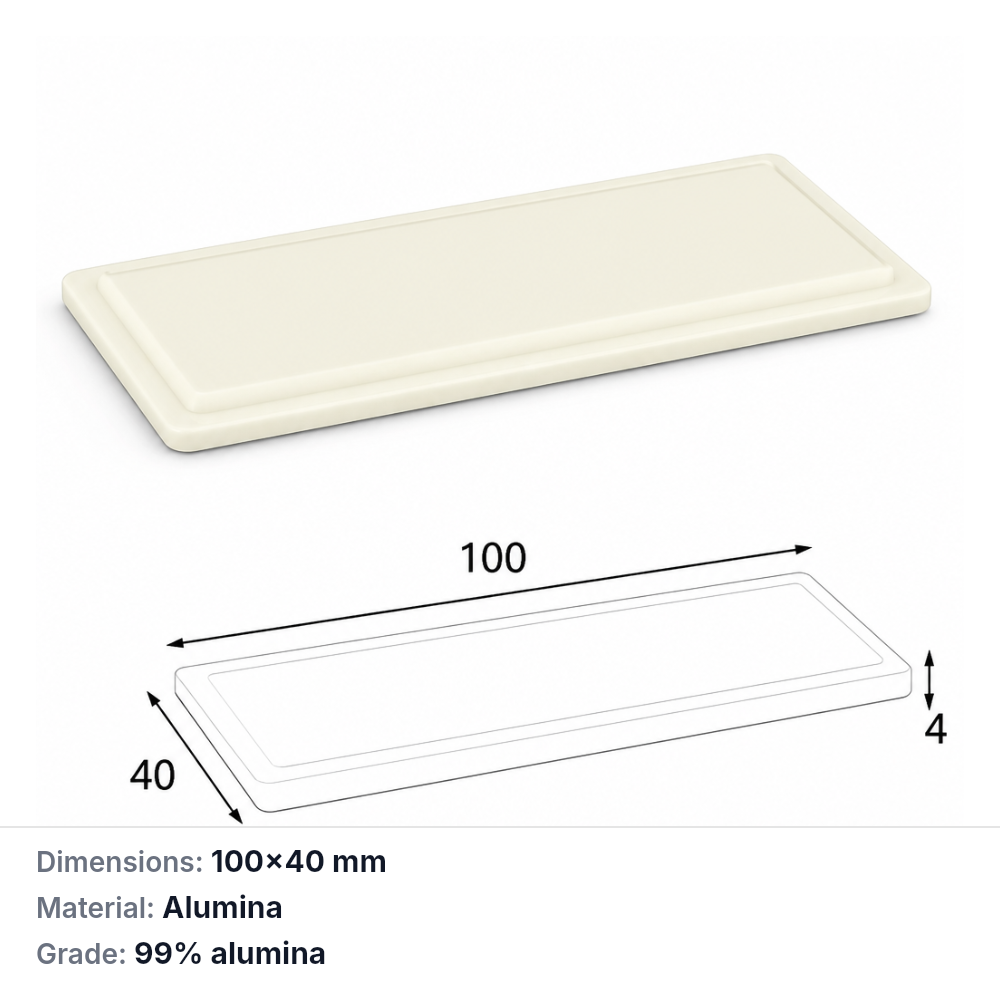 (MQAAC030) Inner-fitting Alumina Crucible Lid, 100 × 40 × 4 mm