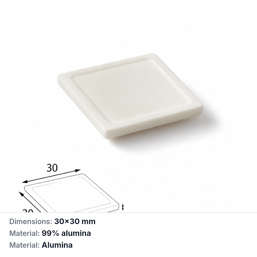 (MQAAC041) Inner-fitting Alumina Crucible Lid, 30 × 30 × 3 mm