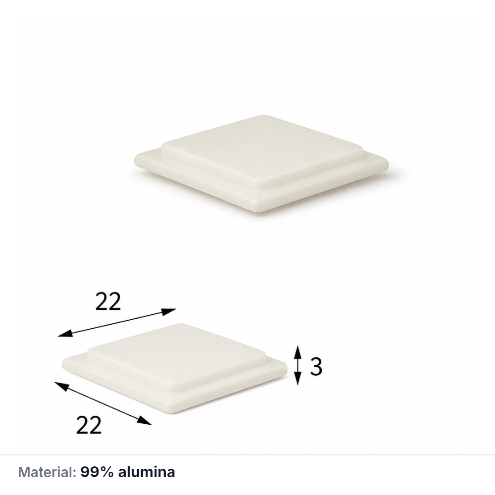 (MQAAC052) Inner-fitting Alumina Crucible Lid, 22 × 22 × 3 mm
