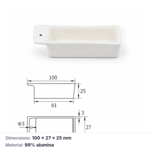 (MQABO005) Alumina Boat, 100 × 27 × 25 mm, 30 mL